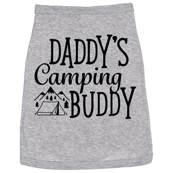 Camping Buddy Funny Dog Shirt for Puppy Dads with Grey XL Size