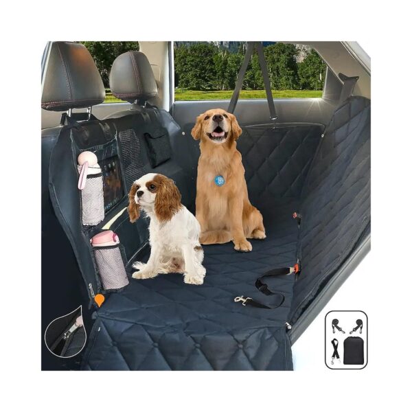 Car Backseat Cover for Dogs with Side Flaps and Mesh Window for Viewing