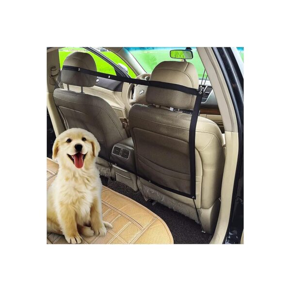 Car Safety Net Barrier with Adjustable Elastic Cords and Hooks for Pets