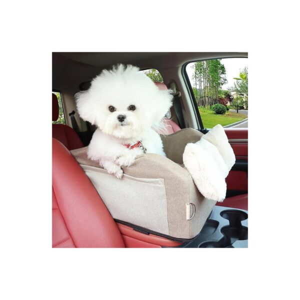 Car Seat for Small Dogs Under 15lbs with Center Console Mount and Harness