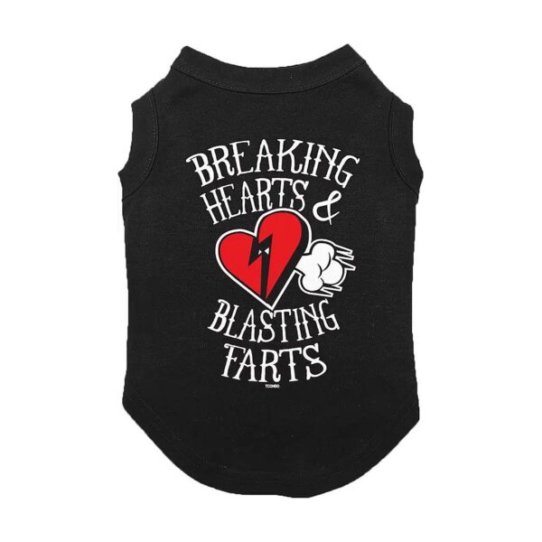 Cartoon Dog Shirt for Large Breeds Breaking Hearts and Blastings Farts - 3X-Large Black