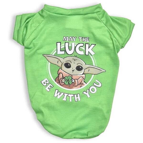 Cartoon Star Wars Dog Shirt Grogu May The Luck Be with You St Patrick's Day Clothing