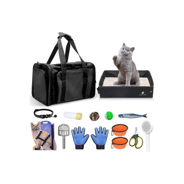 Cat Carrier Travel Kit with Litter Box for Comfortable Small Pets