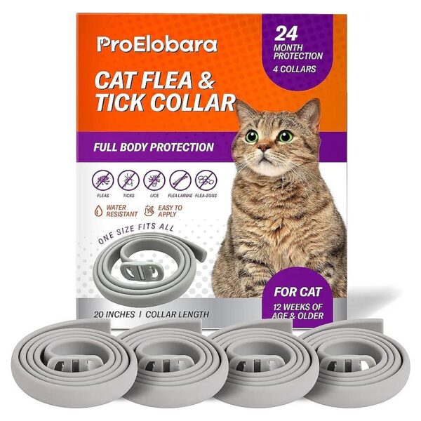 Cat Flea and Tick Prevention Collars for All Life Stages - 24 Month Protection