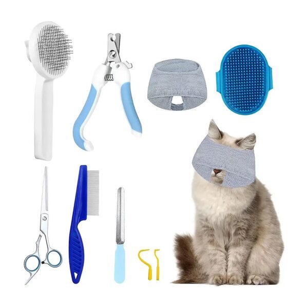 Cat Grooming Kit with Muzzle Anti-Bite Brush for Shedding All Hair Types