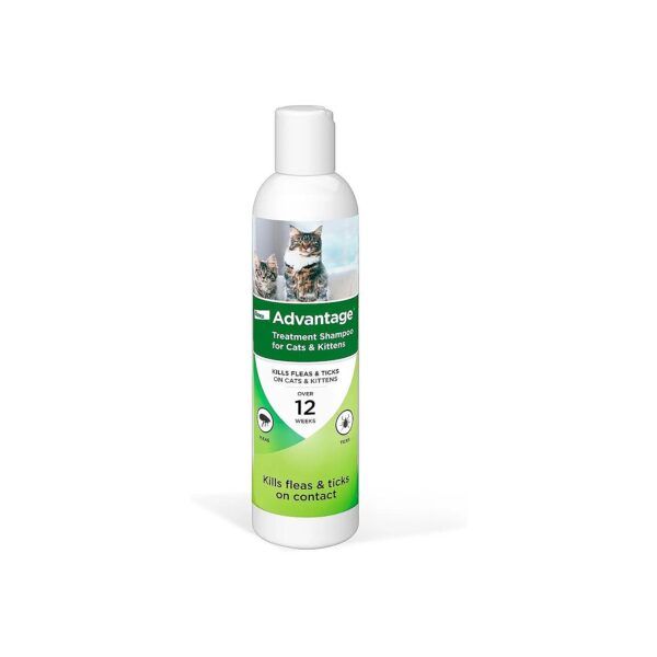 Cat Shampoo for Flea and Tick Removal Kills Pests on Contact 12 Weeks and Older Cats