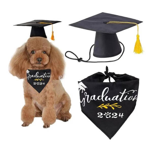 Cat and Dog Graduation Caps with Bandana Scarf