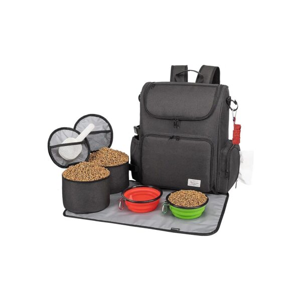 Cat and Dog Travel Kit with Backpack, Food Storage, and Collapsible Bowls