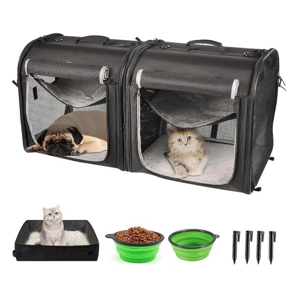 Cat and Dog Travel Kit with Pet Carrier, Hammock, and Pet Bowls for Outdoor Adventure