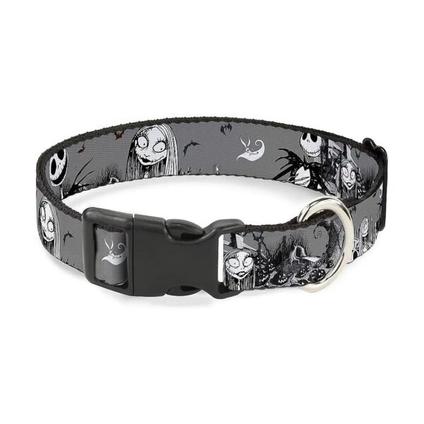 Cemetery Scene Gray Black White Plastic Clip Collar for Large Dogs Fits 15 26 Neck