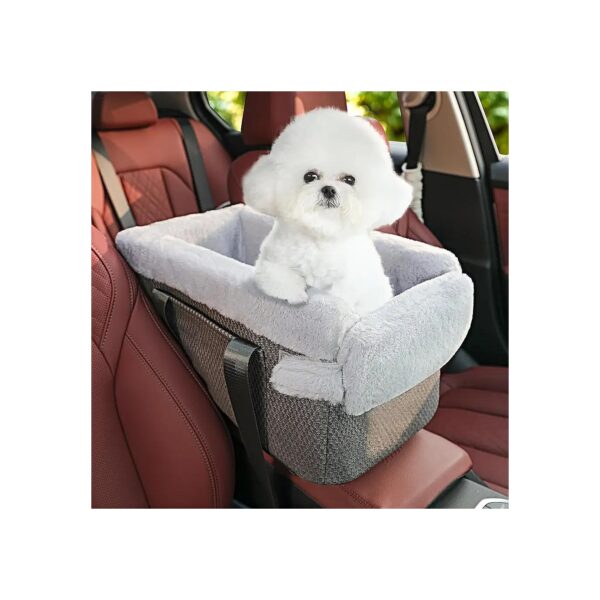 Center Console Dog Car Seat for Car Travel with Gray Color and Adjustable Strap