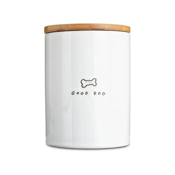 Ceramic Dog Treat Jar with Imprinted Good Dog and Fresh Seal