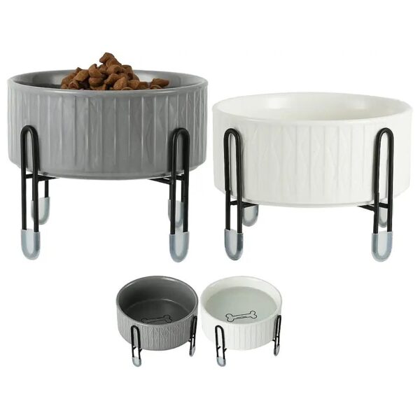 Ceramic Elevated Dog Bowls Set of 2 with Metal Stand for Medium and Large Dogs