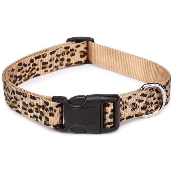 Cheetah Print Nylon Dog Collar 10-16 inches Adjustable Nylon Collar