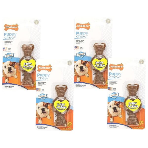 Chicken Flavor Teething Chew Rings for Puppies - 4 Pack