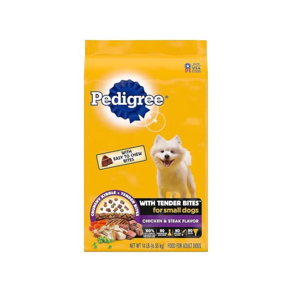 Chicken and Steak Flavor Adult Dog Kibble with Tender Bites for Small Dogs' Nutrition