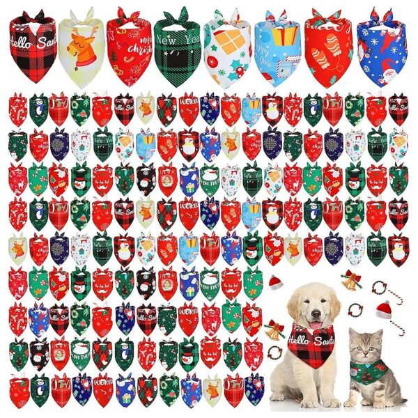 Christmas Dog Accessories Triangle Scarf Kerchief for Small to Medium Pets