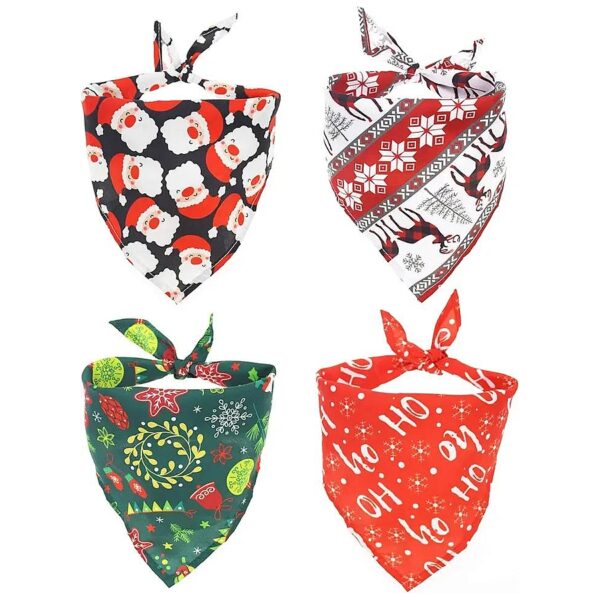 Christmas Dog Bandana 4 Pack Soft Pet Triangle Bibs for Small Medium Large Dogs