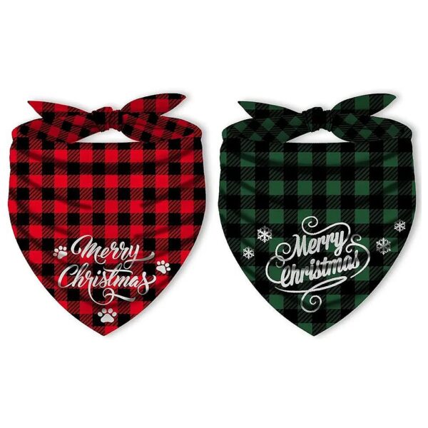 Christmas Dog Bandanas 2 Pack for Small Medium Large Dogs Washable Triangle Pet Scarfs