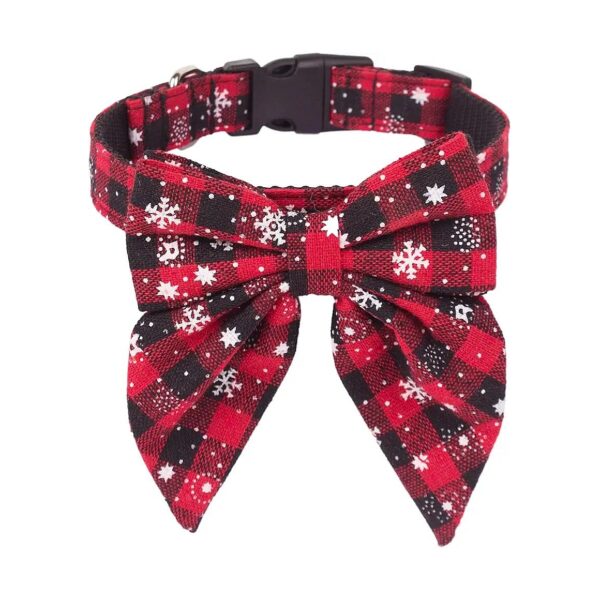 Christmas Dog Collar with Adjustable Bow Tie and Soft Cotton Material for Large Dogs