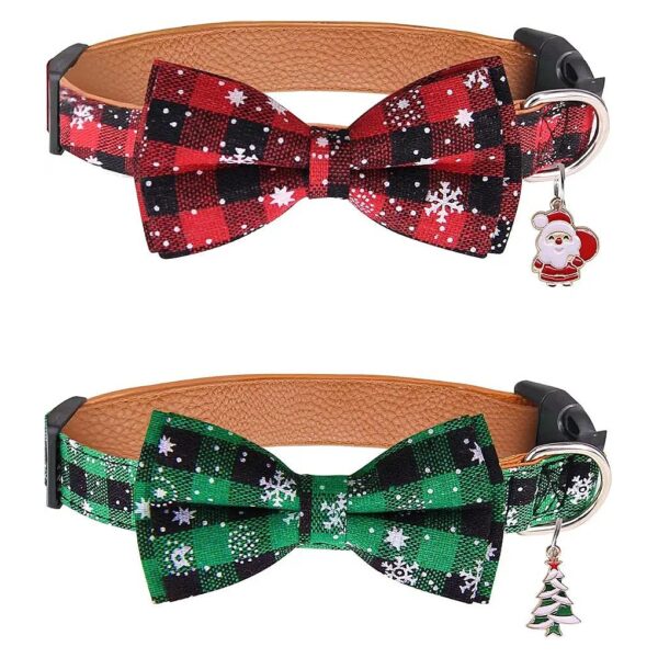 Christmas Dog Collars with Adjustable Bow Ties for Small Medium Large Dogs