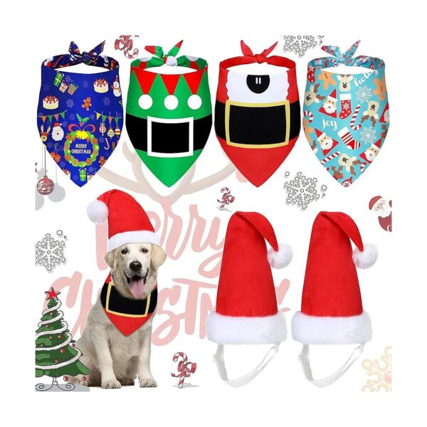 Christmas Dog Santa Hat and Bandana Scarf Gift Package for Small Medium Large Dogs