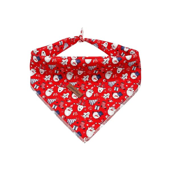 Christmas Dog Scarf Bandana Soft Cotton Square Adjustable Washable for Medium Large Dogs