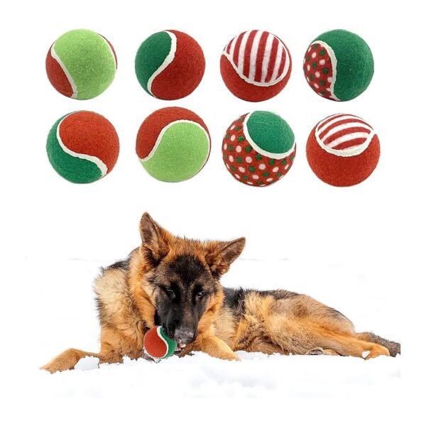 Christmas Dog Squeaky Tennis Ball Toys for Small Medium Dogs Training Playing