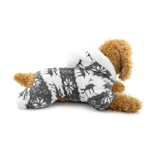 Christmas Pajamas Coat for Small Dogs and Cats Gray Velvet Jumpsuit