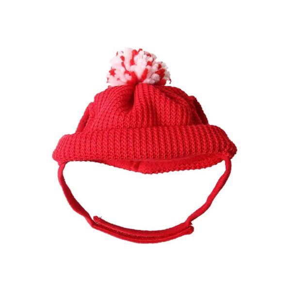 Christmas Pet Hat Warm Knitting Wool Santa Cap with Ear Holes for Dog Cat Puppy