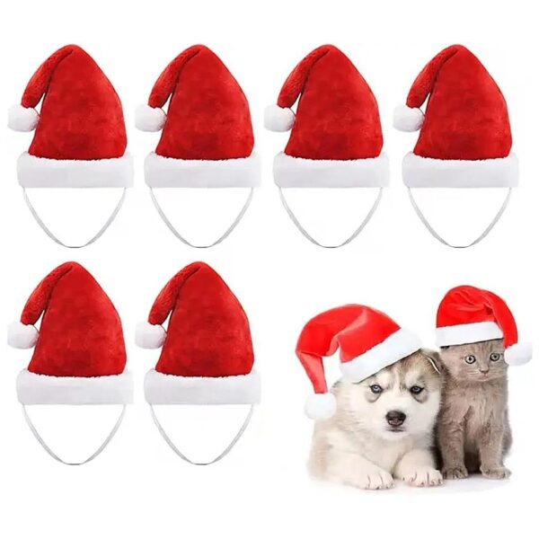 Christmas Pet Photo Props Santa Hat for Small Dogs Cats Puppies and Kittens