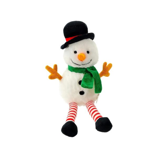 Christmas Snowman Plush Pet Toy with Squeaker Ball and Easy to Clean Design