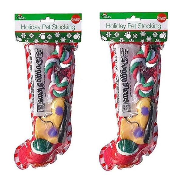 Christmas Stocking Gift Set for Dogs Small Medium Breeds Four Squeaky Toys