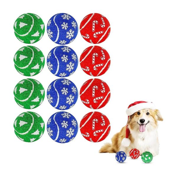 Christmas Tennis Balls for Dogs Pack of 12 Colorful Easy Catching Pet Dog Ball