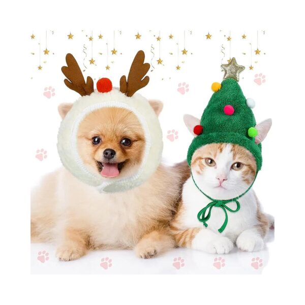 Christmas Tree Dog Hat and Reindeer Cap Pet Costume Accessories for Dogs and Cats