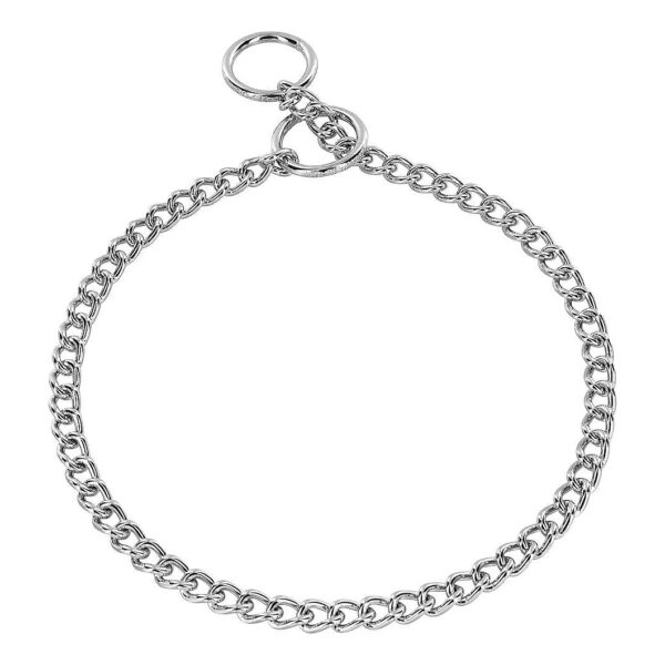 Chrome Plated Steel Dog Collar with Slip Chain Design Suitable for Small to Large Dogs