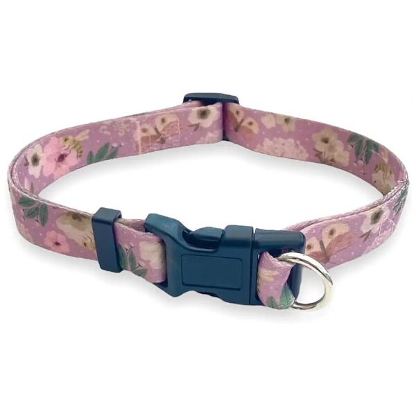 Cinch Dog Collar Bees Butterflies Pattern Small Medium No Escape