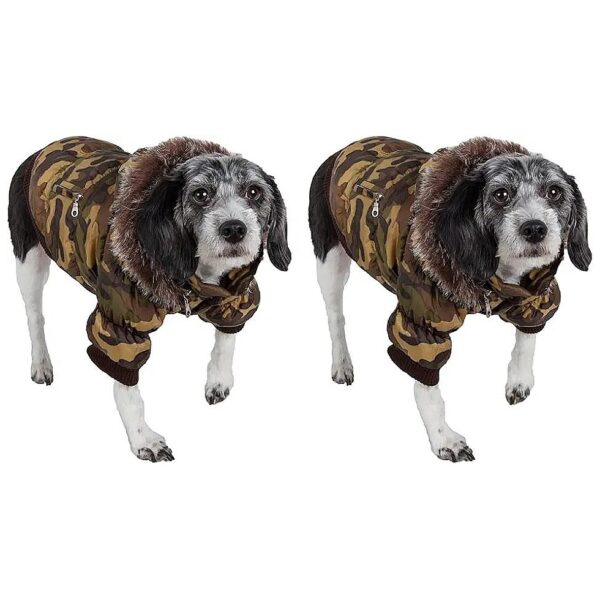 Classic Camouflage Dog Parka with 3M Insulation and Adjustable Fit for Small Dogs