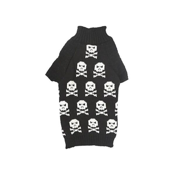 Classic Halloween Costume 100% Acrylic Skull Print Dog Sweater for Medium Size Fur Babies