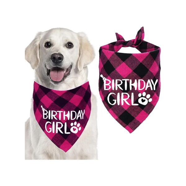 Classic Pink Plaid Dog Bandana Triangle Scarf for Dogs Birthday Parties and Everyday Wear