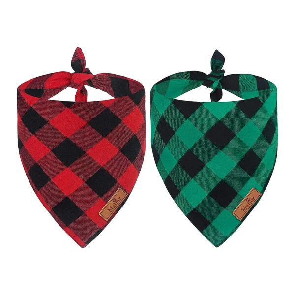 Classic Plaid Pet Bandanas Triangle Bibs Kerchief Set for Small Medium Large Dogs Cats