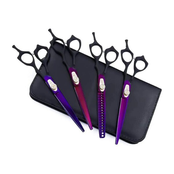 Classic Purple Stainless Steel Pet Grooming Scissors Set for Professional Dog Grooming