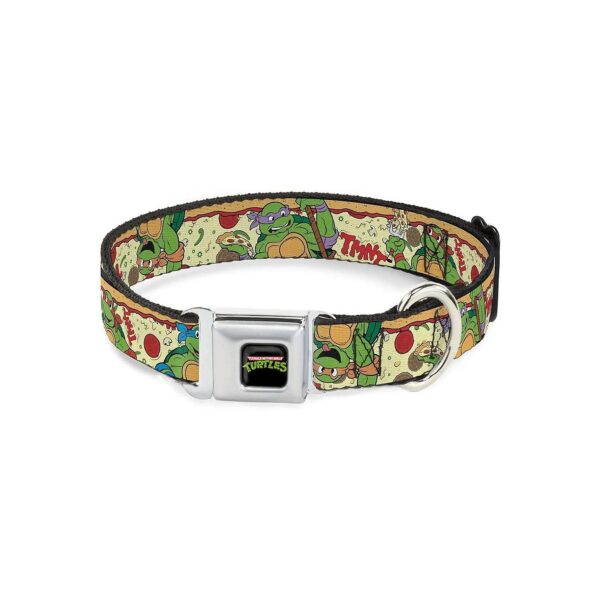 Classic TMNT Turtle Pizza Dog Collar with Seatbelt Buckle 5 Inch Wide