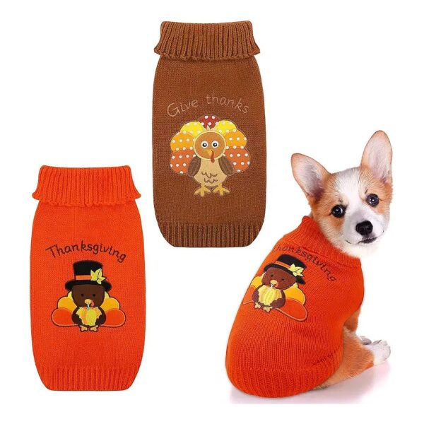 Classic Thanksgiving Turkey Pattern Knitwear for Small Size Dogs with Acrylic Material