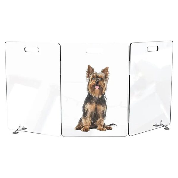 Clear Acrylic Dog Gate Fence 3-Panel for Indoor Pets with Adjustable Floor Mount