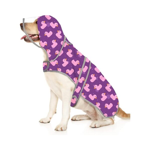 Clear Hood Raincoat Waterproof Dog Poncho for Small Medium Large Dogs Purple X-Large