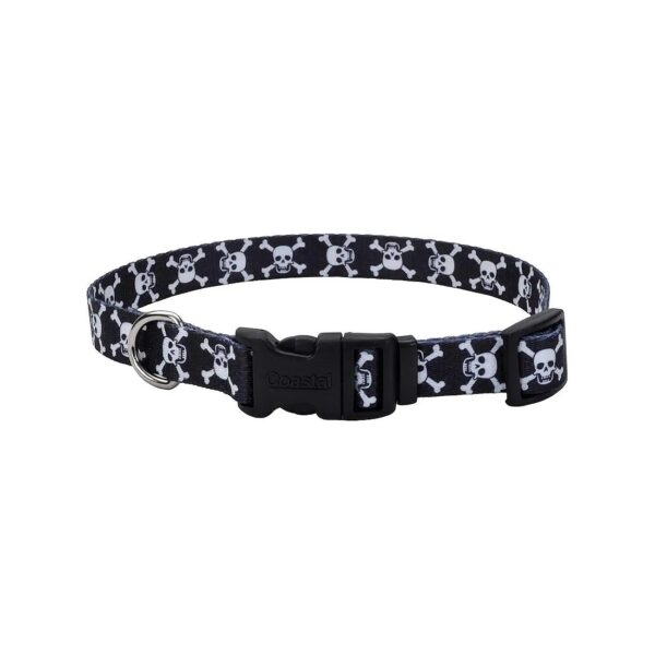 Coastal Design Black Skull Patterned Adjustable Dog Collar