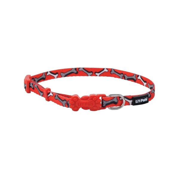 Coastal Pet Cares Red White Bones Small Dog Collar Nylon Adjustable