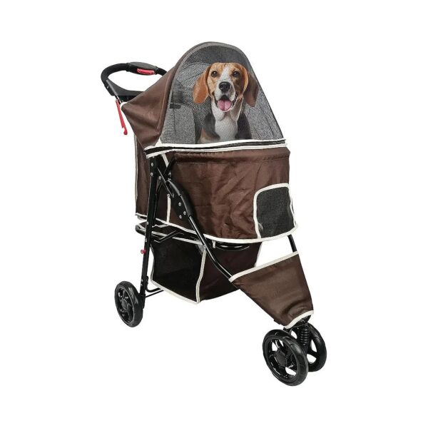 Coffee-Colored Pet Stroller for Safe and Convenient Pet Travel