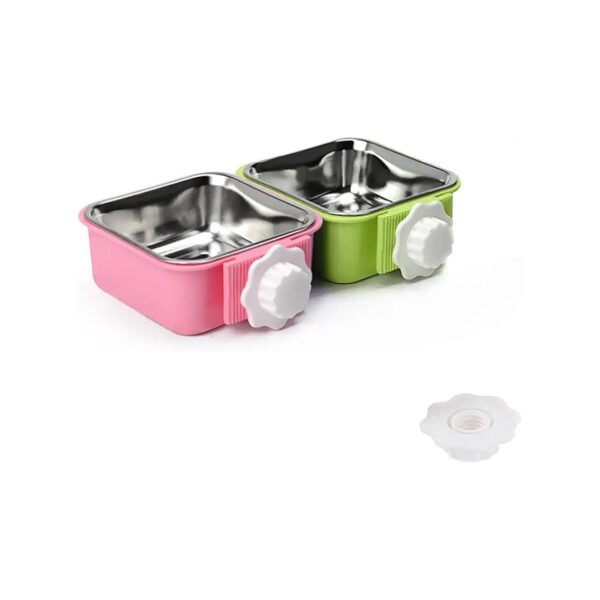 Collapsible Crate Dog Bowl with Removable Stainless Steel Food and Water Feeder Bowls